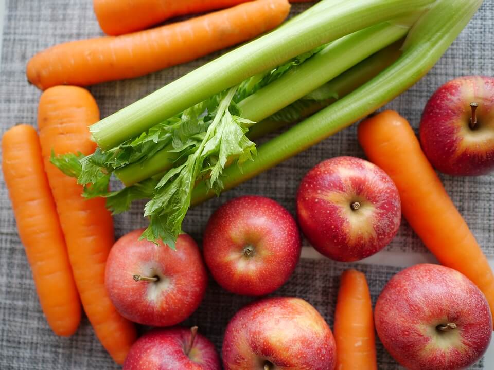 celery apple and carrots vegetables